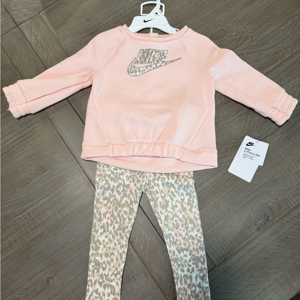 Nike Echo Pink Baby 2PC Set - Pink & Beige Animal Print